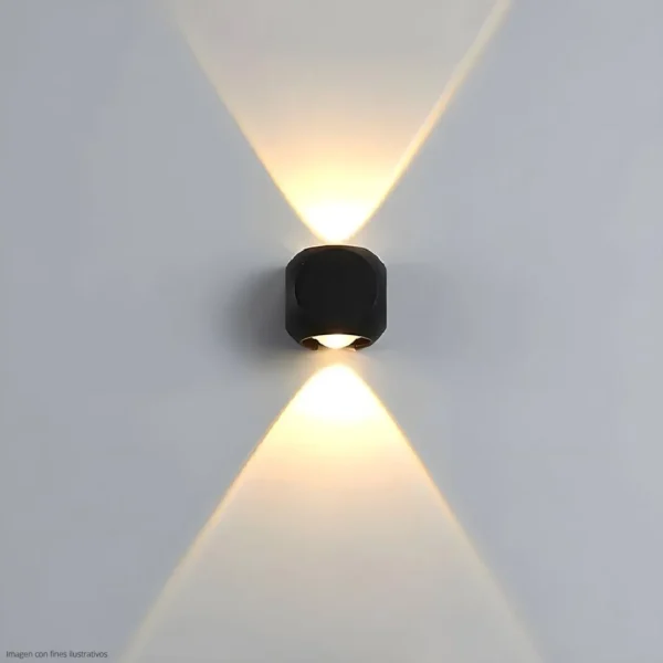 APLIQUE LED PARA PARED TIPO TORTUGA DOS LUCES OS-W81/2 NEGRO 6000K - 3000K