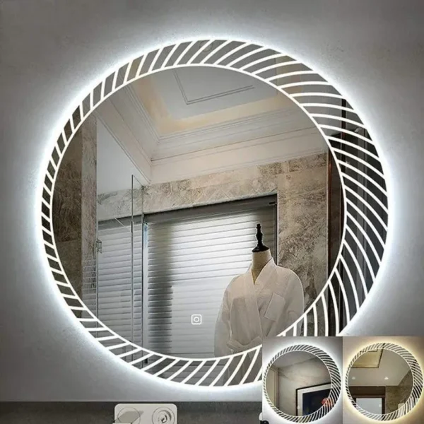 ESPEJO LED 6060 ESPIRAL REDONDO TÁCTIL 600X600