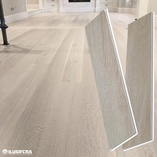 LÁMINA PARA PISO ESTILO SPC 10PC ACABADO CREMA CLARO SD-02 18MMX1.22M 2.2M2 CON ESPONJA