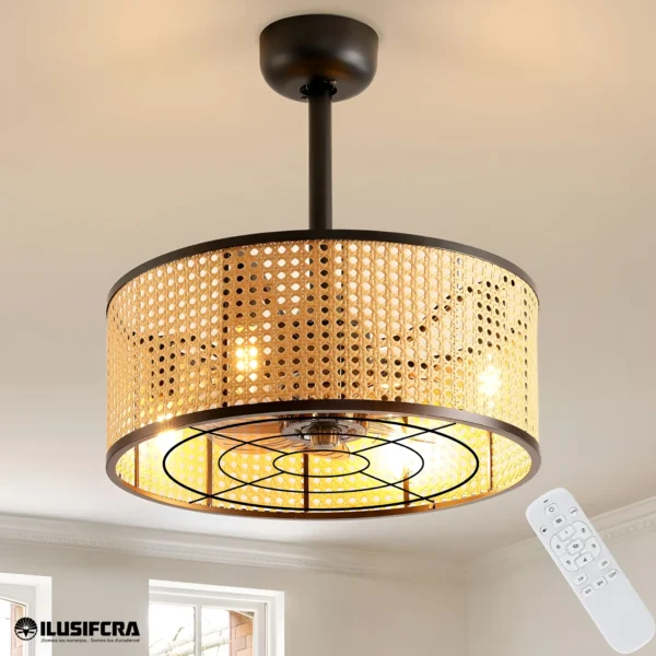 VENTILADOR DE TECHO CON LAMPARA RUSTICO D603