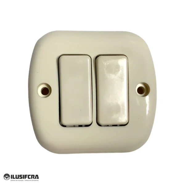 NTERRUPTOR DOBLE SOBREPONER 123-11 ILUSIFCRA