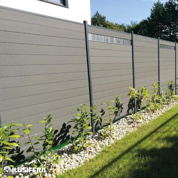 CERCA PERIMETRAL FEENCING WPC GRIS OSCURO 15.6CM X 1.80M