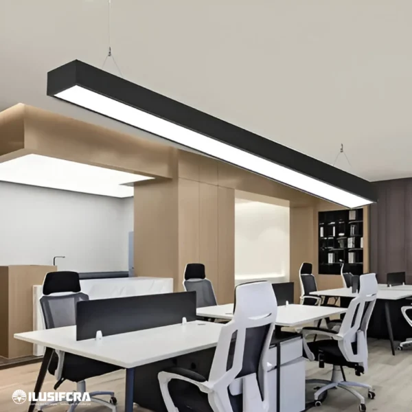 LAMPARA DE TECHO LED LINEAL RECTANGULAR BORDE NEGRO 36W 1200X70X60