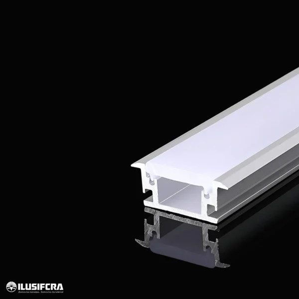 CANALETA ALUMINIO 1/2 EMPOTRAR CON DOBLE CEJA PARA CINTA LED 3 METROS PGY-201