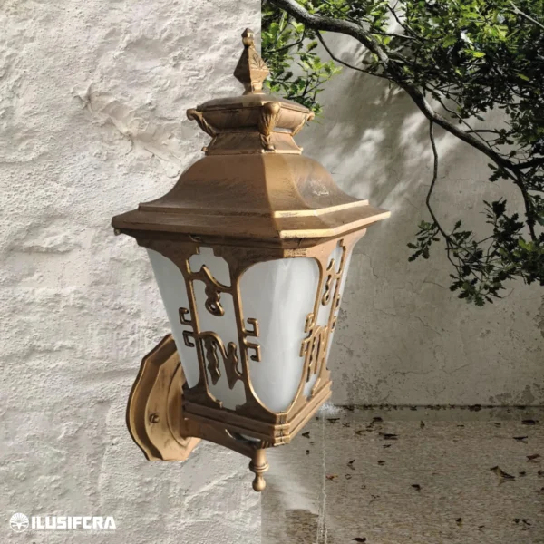 FAROL DE PARED PARA EXTERIOR DORADO 2178