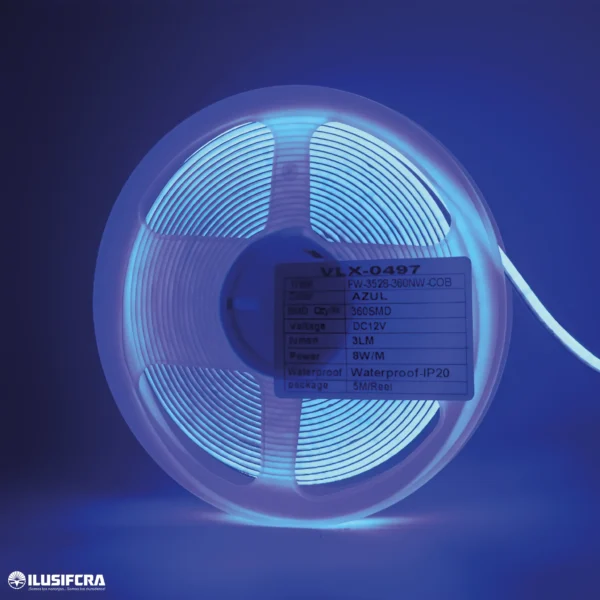 CINTA LED 10 METROS COB 8MM-320D IP20-24V AZUL ILUSIFCRA