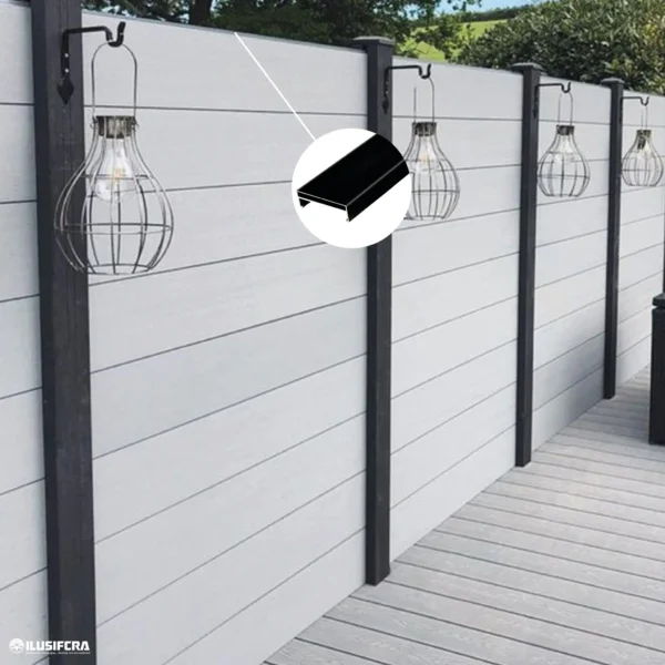 TERMINAL EN ALUMINIO ANCLAJE PARA CERCA PERIMETRAL FENCING NEGRO TIPO U "1X1" 1.75M