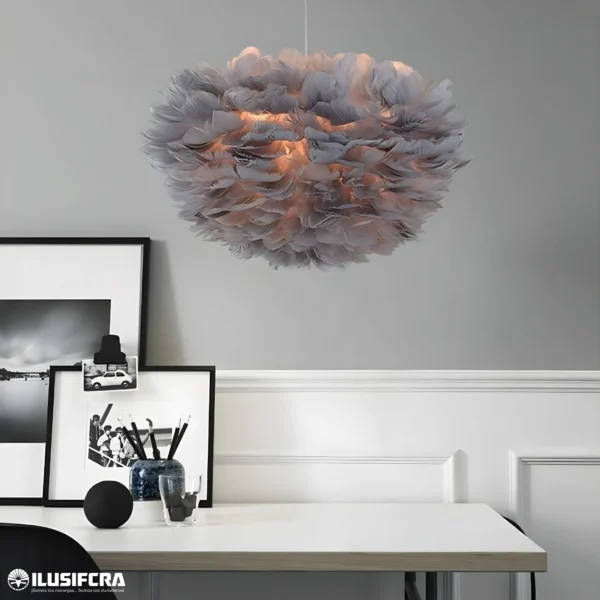 LAMPARA DE COLGAR 21176-30 PLUMAS PEQ GRIS