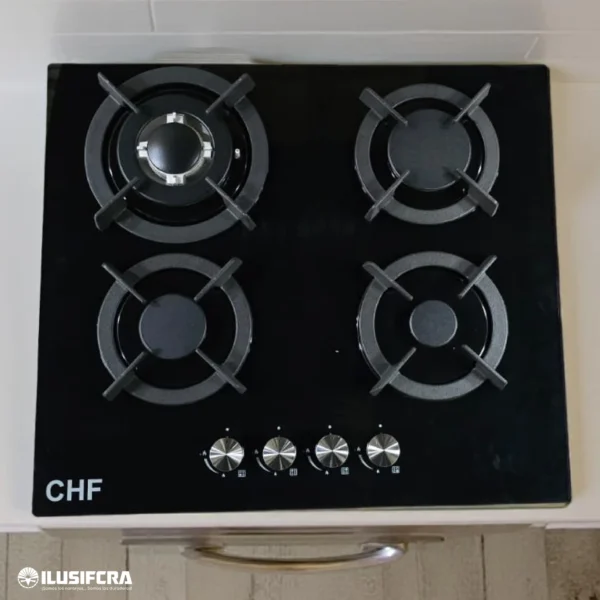 COCINA DE GAS 4 QUEMADORES VITROCERÁMICA CHF 0015