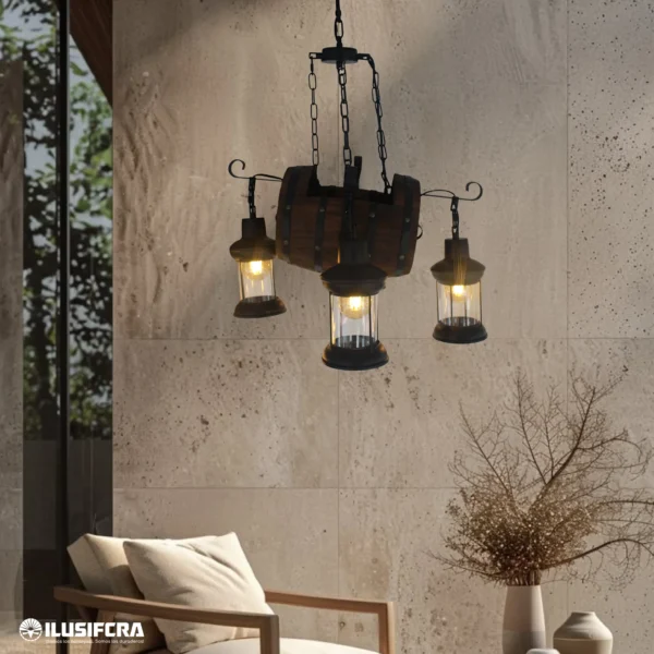 LAMPARA DE COLGAR DECORATIVA RUSTICA 3361-4