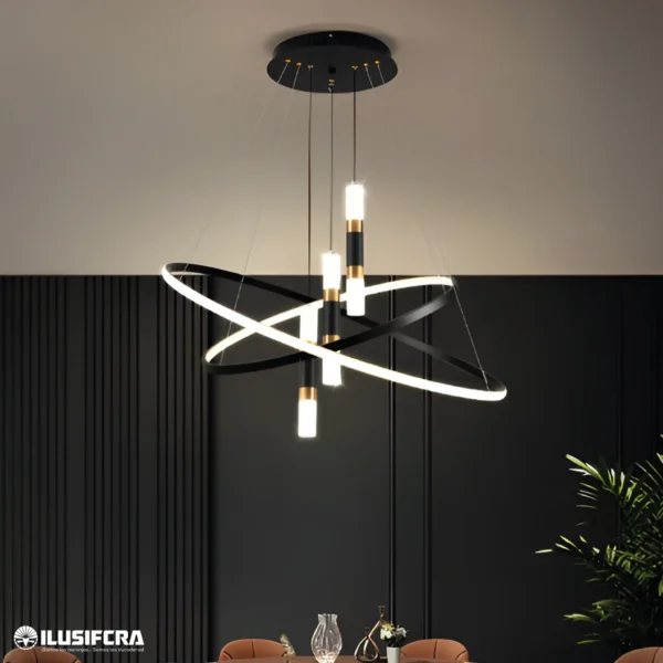 LÁMPARA DE COLGAR TIPO DIRIGIBLE + AROS NORDICA SX303-3