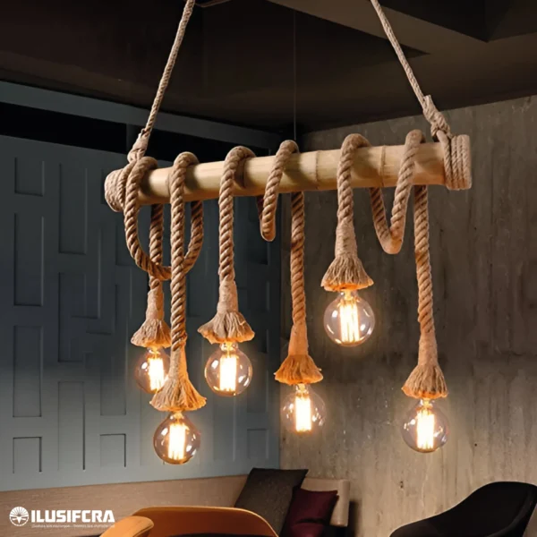 LAMPARA COLGAR M7025-6 BAMBU 6 SOCKETS