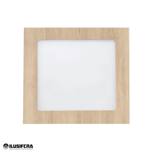 PANEL LED EMPOTRAR 12W CUADRADO 6500K BORDE DE MADERA ILUSIFCRA SL0038M