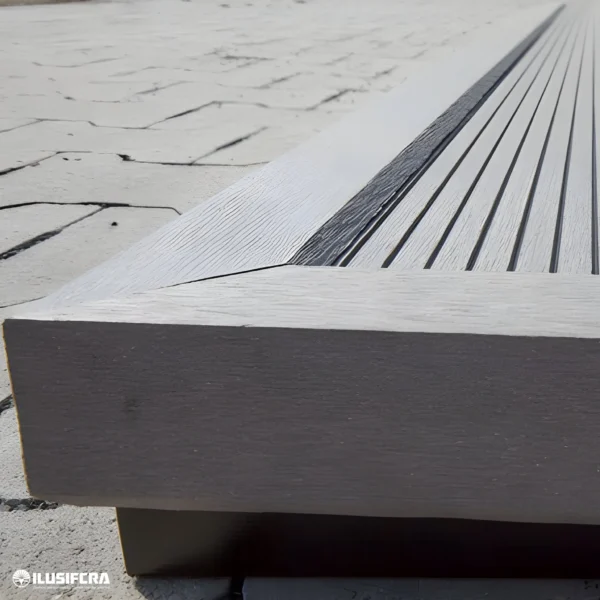 ESQUINERO ANGULAR DE PISO DECK WPC ACABADO GRIS CENIZA X 2.90M IS006