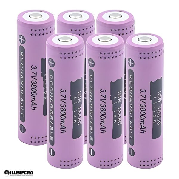 BATERIA RECARGABLE ICR 18650 MORADA 3.7V 3800MAH ILUSIFCRA