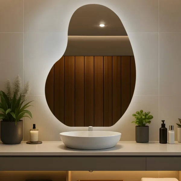 ESPEJO LED 600X800 6500K ESTILO PERA TÁCTIL LUZ INDIRECTA