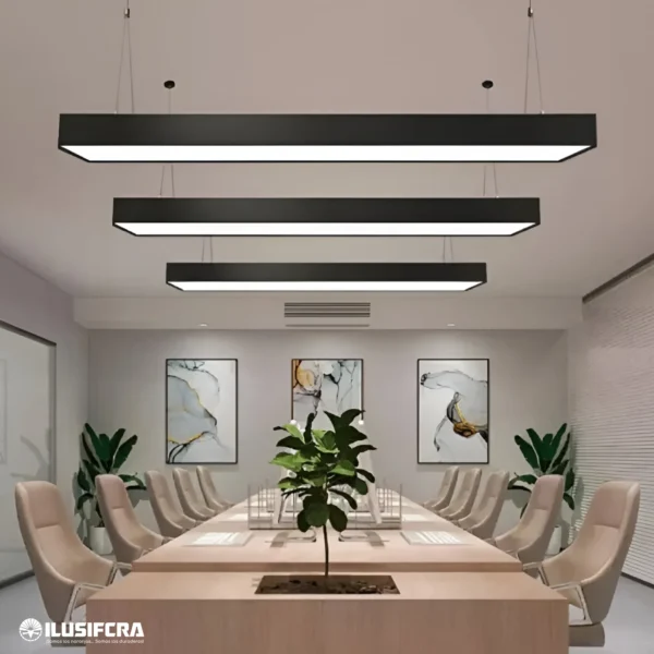 LAMPARA DE TECHO LED LINEAL RECTANGULAR BORDE NEGRO 45W 1200X150X60