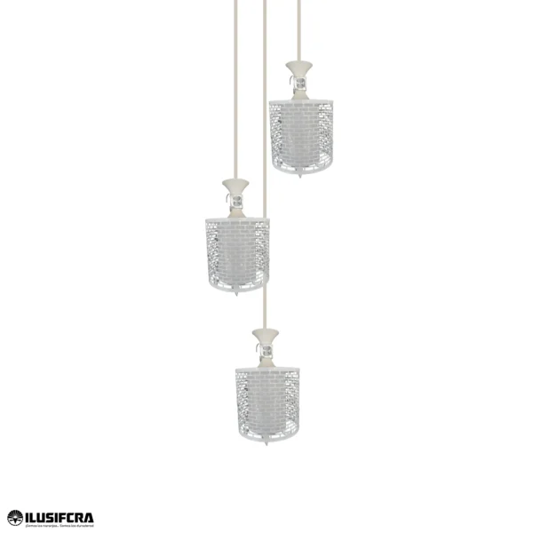 LÁMPARA DE COLGAR 3 CANASTAS BLANCAS CD-004X3