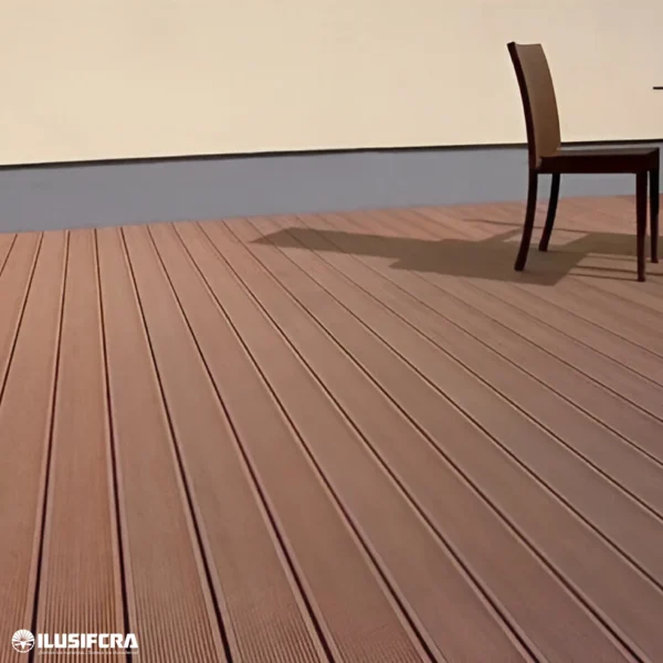 LÁMINA PARA PISO ESTILO DECK WPC ACABADO CAOBA OSCURO 14CM X 25MM X 2.90M