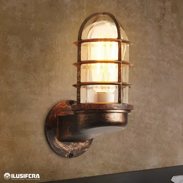 FAROL DE PARED PARA EXTERIOR DORADO 2233