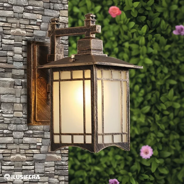 FAROL DE PARED PARA EXTERIOR DORADO 2084N