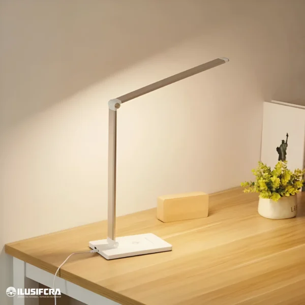 LÁMPARA PARA ESCRITORIO MODERNA PLEGABLE PLATEADA 856P
