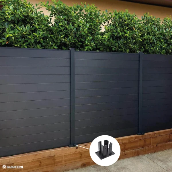 BASE EN ALUMINIO PARA POSTE PERIMETRAL FENCING NEGRO 3X3"