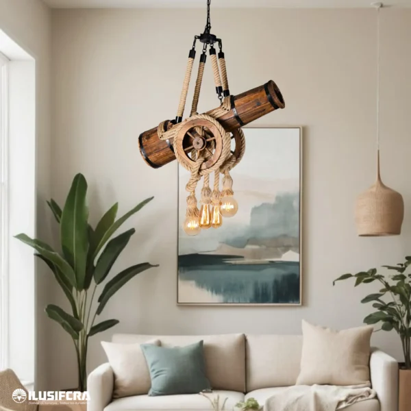 LAMPARA DE COLGAR DECORATIVA RUSTICA 3558-6